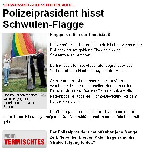 0806schwulizei Screenshot: bild.de