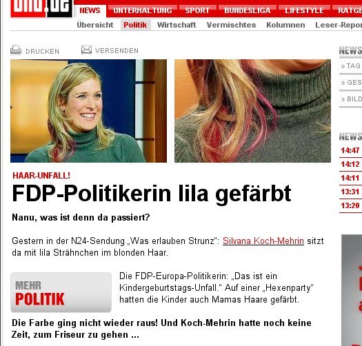 Nach den Schwarzen und den Roten jetzt auch noch die Lilanen, Screenshot: bild.de