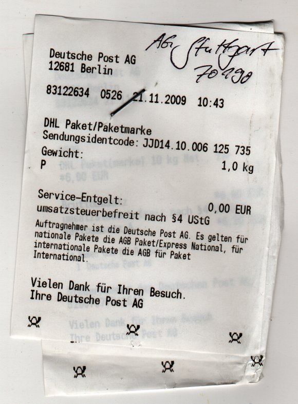 Mal kurz ein Kilo Papier verschickt..., Quelle: Sash